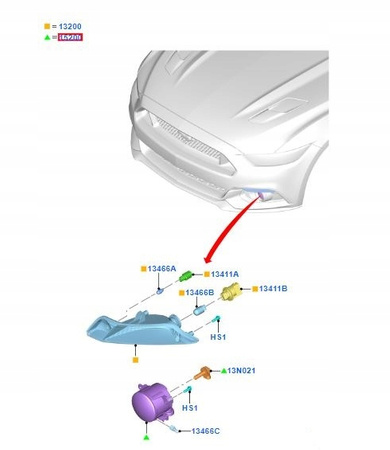 HALOGEN LAMPA PRZÓD FORD MUSTANG 2015-17 ECOSPORT_1826337_E3B5-15B243-AA