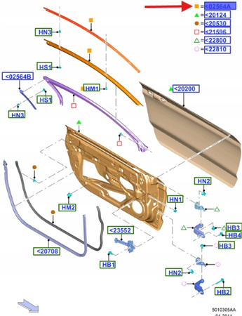 LISTWA DACHOWA PRAWA FORD MUSTANG 2015- COUPE 2715022 _ FR3B-6302564-AL