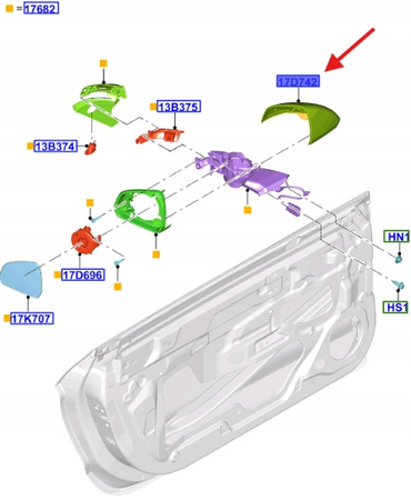 OBUDOWA LUSTERKA PRAWA FORD MUSTANG 2015- 5283595 _ FR3B-17D742-AAPRAA