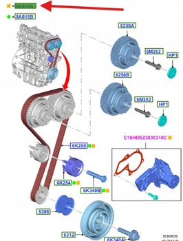 ZESTAW PASKA ROZRZĄDU Z POMPĄ WODY FORD 1.4 1.6 Ti 2302744 _ 5M5Q-8B596-AB