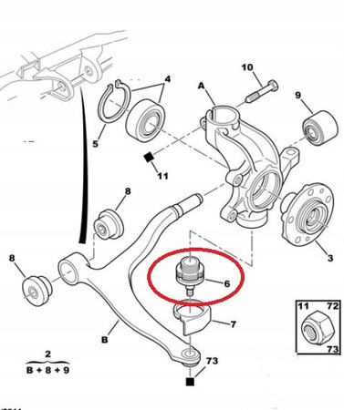 Sworzeń wahacza przedniego Citroen OE C5 Xantia 364071