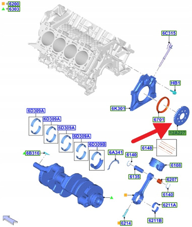 KOŁO ZĘBATE WAŁU KORBOWEGO 5.0 V8 FORD MUSTANG 17- 2117749 _ JR3E-12A227-AA