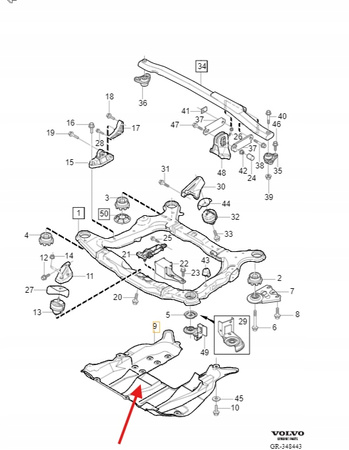 DOLNA OSŁONA POKRYWA SILNIKA 4.4 B8 VOLVO XC90 2005- OE 8683736