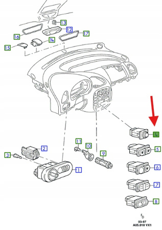 PRZEŁĄCZNIK NAGRZEWNICA POM. GALAXY 1994-00 7278916 _ 95VW-18578-BAYYEJ