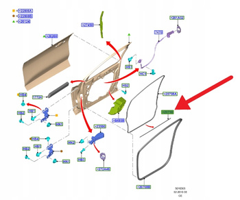 USZCZELKA DOLNA DRZWI PRZÓD L P FORD FOCUS 2018- 2206968 _ JX7B-A20758-AB
