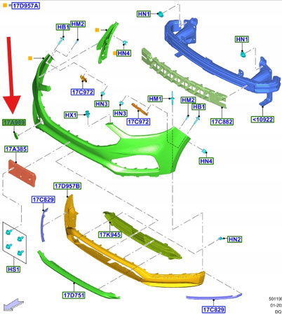 ZAŚLEPKA HAKA ZDERZAKA PRZÓD EDGE 2018- 24 OE 2533498 _ KT4B-17F011-AEPRAA