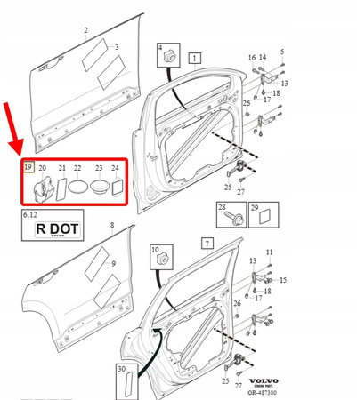 ZESTAW MONTAŻOWY DO DRZWI VOLVO XC90 2016- OEM/OE 31402382