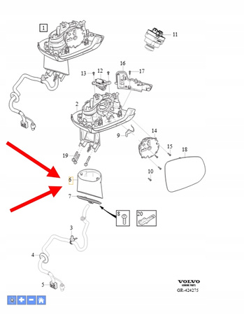 OSŁONA LEWEGO LUSTERKA VOLVO XC90 2016- OEM/OE 31402688