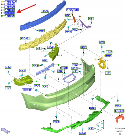 DYFUZOR TYŁ FORD MUSTANG MK6 2017- OE 2461378 _ JR3B-17F954-BD5YZ9
