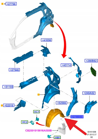 NADKOLE LEWY TYŁ FORD B-MAX 2012- OE 1881079 _ AV11-R278B51-AD