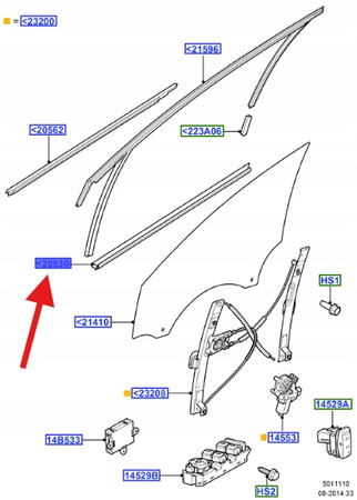 USZCZELKA SZYBY DRZWI PRAWY PRZÓD MONDEO 2007- OE 1486609 _ 7S71-A20570-AD