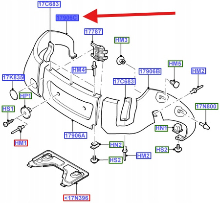 ZDERZAK LEWY TYŁ FORD KA 1996- 1998 OE 1073912 _ 97KB-17865-AMMEAJ