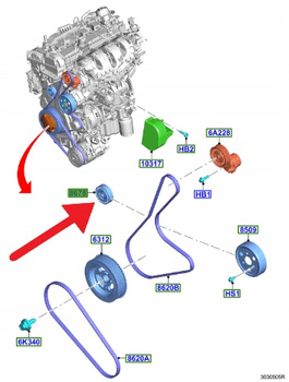 KOŁO PASOWE BIERNE 2.0 EB 2.5 FORD FOCUS KUGA 20- 2168593 _ KX6E-19A216-AA