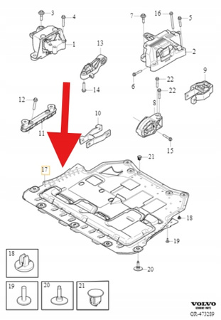 PŁYTA OSŁONA POD SILNIK 1.5 B3 VOLVO XC40 2018- OE 32241049