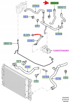 PRZEWÓD CHŁODNICY WODY 2.5 MONDEO S-MAX GALAXY 1381787 _ 6G91-8B159-BB