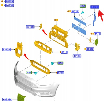ZASUWA ŁĄCZNIK ŁOPATEK ŻALUZJI FORD FOCUS 2014- 1866955 _ F1EB-8472-CB
