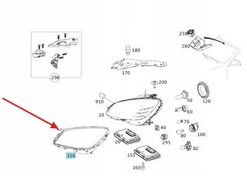 USZCZELKA LAMPY PRZÓD LEWA MERCEDES C klasa W203 W204 OE A2048260991