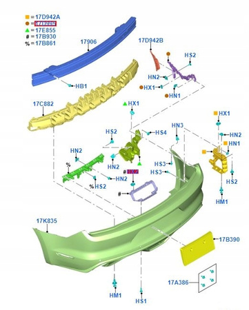 PRAWY ŚLIZG ZDERZAKA TYLNEGO FORD MUSTANG Mk6 2015-17 _ 2072194 _ FR3B-17F766-AL