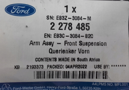 WAHACZ PRAWY PRZÓD GÓRNY FORD RANGER Mk5 2012-2019_2278485_EB3C-3084-B2C