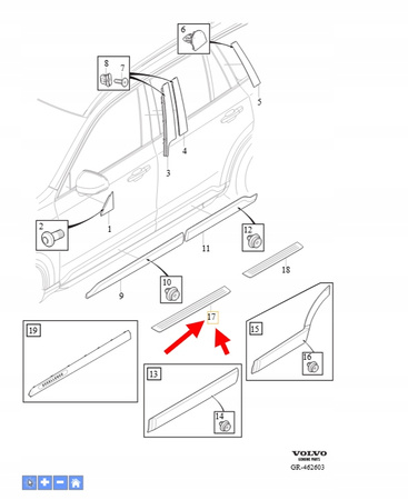 LISTWA NAKŁADKA PROGOWA PRZÓD LEWA PRAWA VOLVO XC90 2016- OEM/OE 31442446