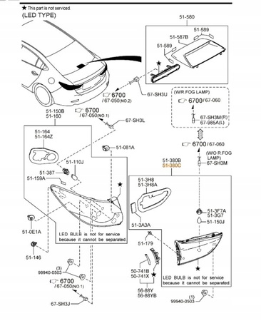 Lampa lewa pokrywy bagażnika Mazda 6 GJ/GL_GJA1513G0A