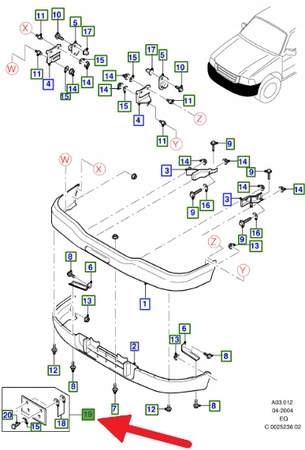 UCHWYT TABLICY REJESTRACYJNEJ PRZÓD RANGER 2002- 1348143 _ 3M35-17N397-AA