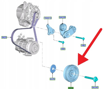 KOŁO PASOWE WAŁU 1.0 EB FORD FIESTA PUMA FOCUS 2019- 2386582 _ L1BG-6316-BB