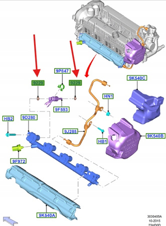 ORINGI WTRYSKIWACZA PALIWA 2.0 2.3 EB FORD OE 1755074 _ BG9E-9U509-AB