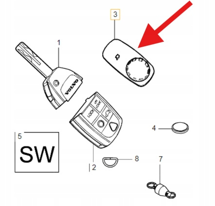 OBUDOWA KLUCZYKA ZDALNEGO STEROWANIA VOLVO S60 V70 2004- OE 8666774