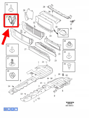 WLOT PROWADNICA POWIETRZA PRZÓD VOLVO XC90 2016- OEM/OE 31455373