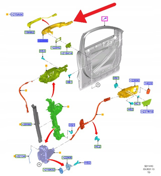 KLAMKA ZEWNĘTRZNA DRZWI PRZÓD FORD KUGA 2020- 2443761 _ LJ6B-S22404-FCPRAA