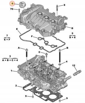 KOREK WLEWU OLEJU CITROEN C1 C3 C4 C5 DS3 DS4 DS5 108 208 308 OE 9675477380