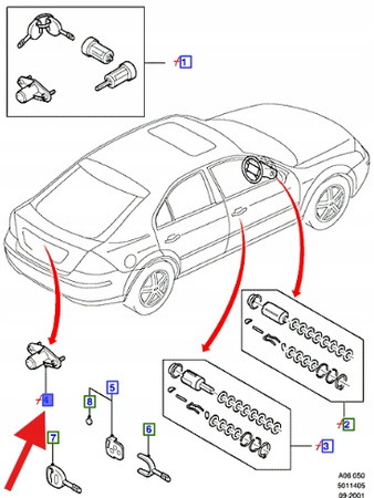 ZESTAW NAPRAWCY ZAMKA BAGAŻNIKA MONDEO 2000- OE 4963734 _ 1S7A-F431K99-BC