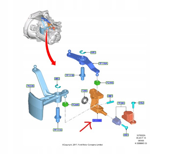 DŹWIGNIA- ZMIANA BIEGU FORD FIESTA MK8 2017- 2390400 _ H1BR-7F116-CF
