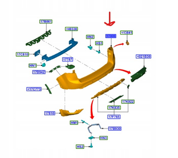 ZDERZAK TYŁ FORD KUGA MK1 2008-2012 1721597 _ 8V41-17906-ADXWAA