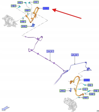 PRZEWÓD HAMULCOWY PRAWY TYŁ FORD MUSTANG 2017- 2697099 _ KR33-2C338-FB