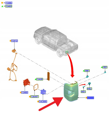 ŚWIATŁO TYLNE PRAWE FORD RANGER MK6 2022- OE 2695161 _ N1WB-13B656-BE