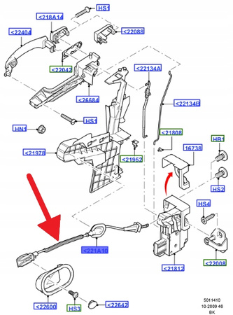 LINKA OTWIERANIA DRZWI PRZÓD FORD FUSION 2002- OE 1372503 _ 2N11-N218A01-AG