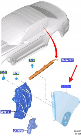 SZYBA TYLNA PRAWA FORD MUSTANG CABRIOLET 2015- OE 2318913 _ FR3B-7629864-AM
