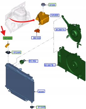 UCHWYT CHŁODNICY PRZÓD B-MAX 2012- COURIER 2014- 1763548 _ AV11-8B069-AA