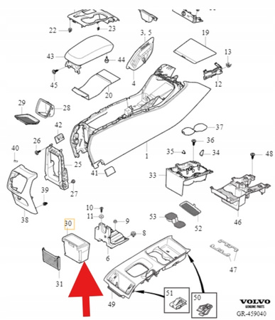 KOSZYK ŚMIECI TUNELU ŚRODKOWEGO VOLVO XC40 EX40 C40 EC40 OE 32275410