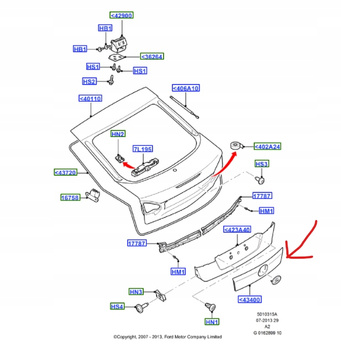 KLAMKA KLAPY BAGAŻNIKA FORD MONDEO Mk4 SEDAN _ 1488797 _ 7S71-A43400-BA58CN