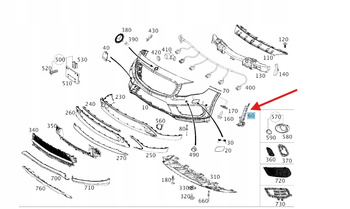 ŚLIZG UCHWYT ZDERZAKA LEWY PRZÓD MERCEDES GLA W156 OE A156885172164