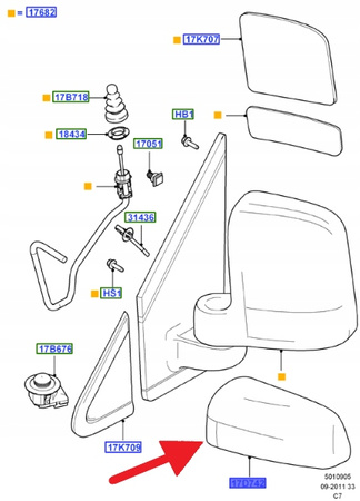 OBUDOWA LUSTERKA PRAWA TRANSIT CONNECT 09- OE 5211715 _ 9T16-17K746-BCYYKZ