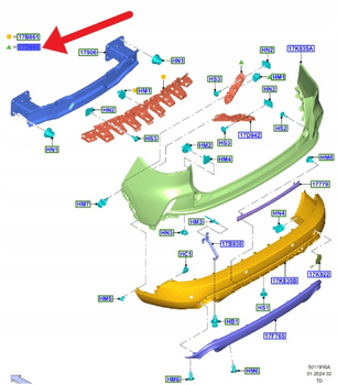 ŚLIZG UCHWYT ZDERZAKA PRAWY TYŁ FORD KUGA 2020- 2460965 _ LV4B-17D948-DD