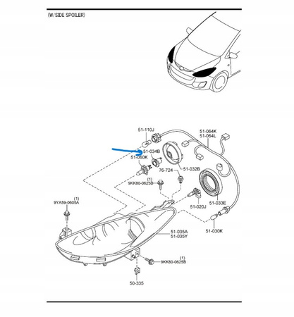 Oprawka żarówki - Mazda 2 DE Mazda 3 BK_B28V510A3A