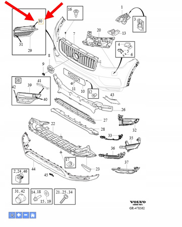 ZAŚLEPKA HAKA HOLOWNICZEGO PRZÓD VOLVO XC90 2016-2019 OEM/OE 31383834
