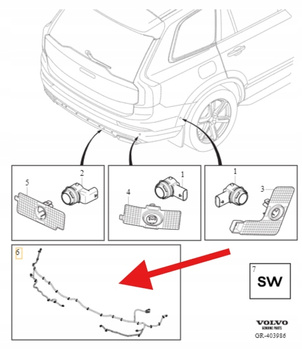 WIĄZKA CZUJNIKÓW PARKOWANIA PDC TYŁ VOLVO XC90 2016- OE 31350678