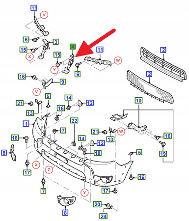 MOCOWANIE ZDERZAKA LEWY PRZÓD FORD EVEREST 09- OE 1808522 _ 8M34-17C887-AB
