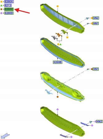 GRILL ATRAPA ZDERZAKA PRZÓD FORD MUSTANG 2021- 2487464 _ MR3B-8200-AB5UAW